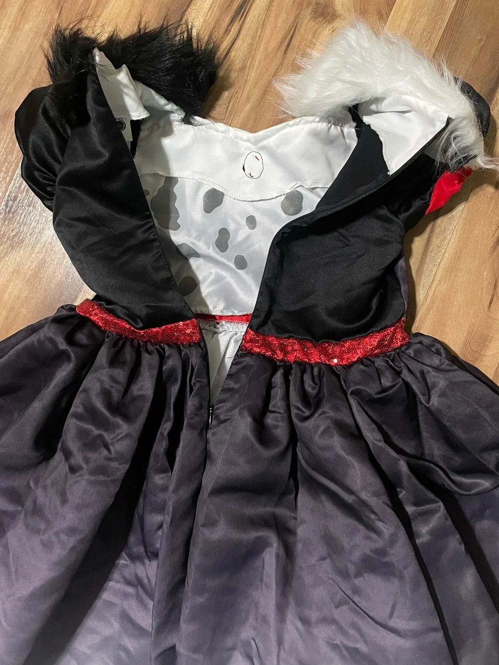 Disney Villains Cruella De Vil Costume Dress Girls Size M 8-10 Halloween